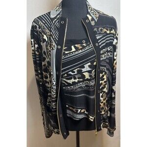 Joseph Ribkoff Animal Print Cami Jacket Set Women's Size 14 Slinky Travel Career